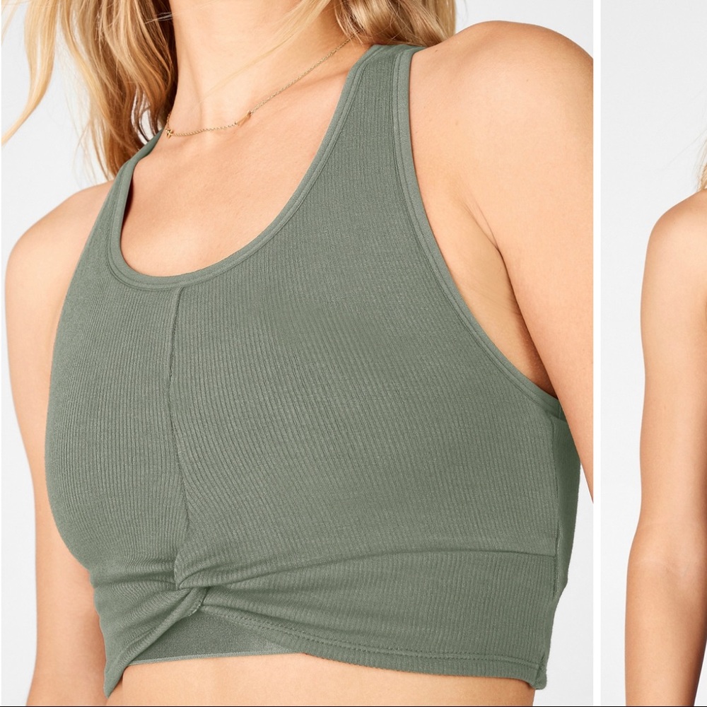 Army Green Seamless Knotted MIDI Bra - L
